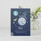 Space Outer Boy Baby Duschkabine Moon Stars Einladung (Stehend Vorderseite)