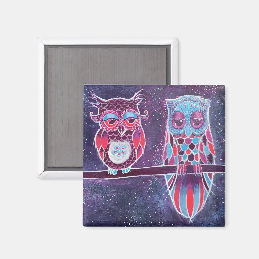 Space Owles Couple 2 Magnet (Vorderseite/Rückseite)