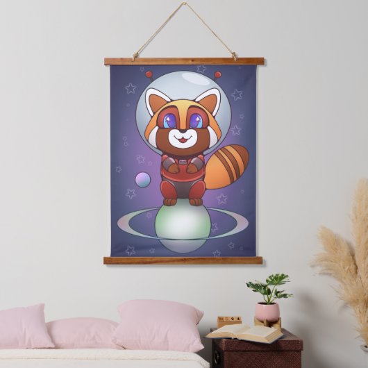 Space Panda Chippy! Wandteppich Mit Holzrahmen (Schlafzimmer)