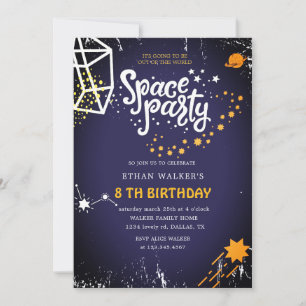Space Party Birthday Invitation Einladung