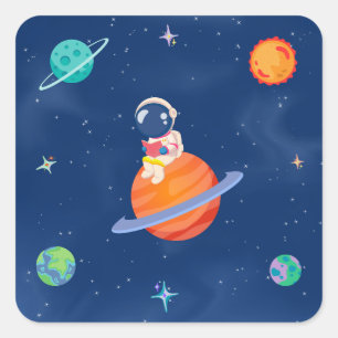 Space Party Collection Quadratischer Aufkleber