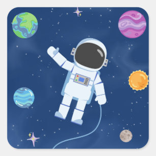 Space Party Collection Quadratischer Aufkleber