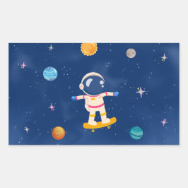 Space Party Collection Rechteckiger Aufkleber