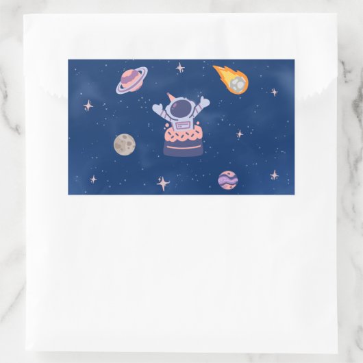 Space Party Collection Rechteckiger Aufkleber (Tasche)