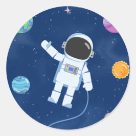 Space Party Collection Runder Aufkleber