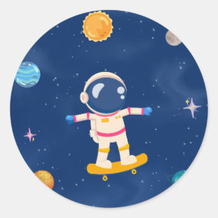 Space Party Collection Runder Aufkleber