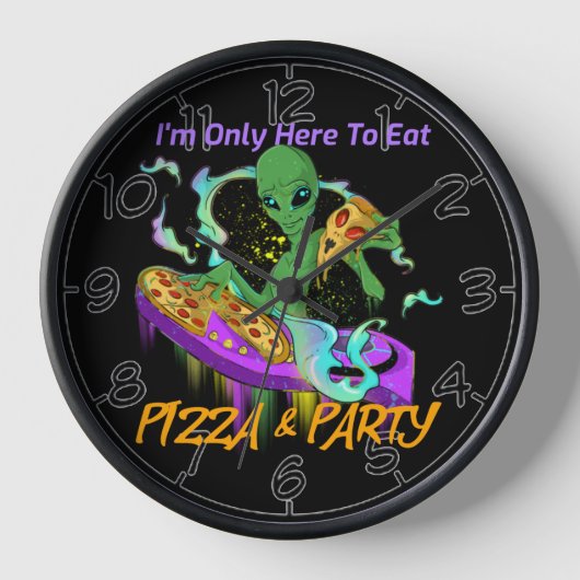 Space Party Dj Alien Pizza essen Uhr (Vorderseite)