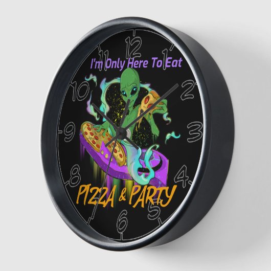 Space Party Dj Alien Pizza essen Uhr (Winkel)
