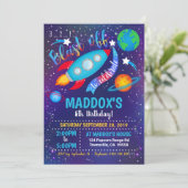 Space Party Einladung Boy (Stehend Vorderseite)