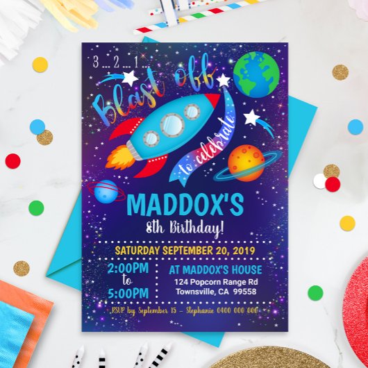 Space Party Einladung Boy
