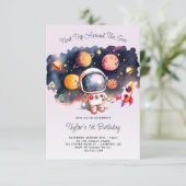Space Party Erste Reise um die Sonne Einladung (Stehend Vorderseite)