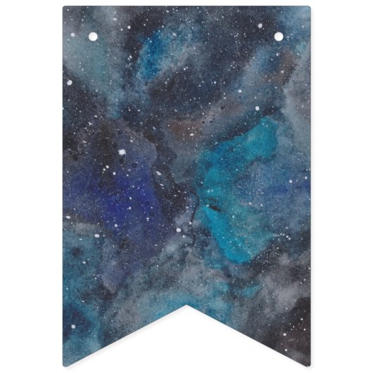Space Party Galaxy Personalisiert Blue Wimpelkette (Erste Fahne)