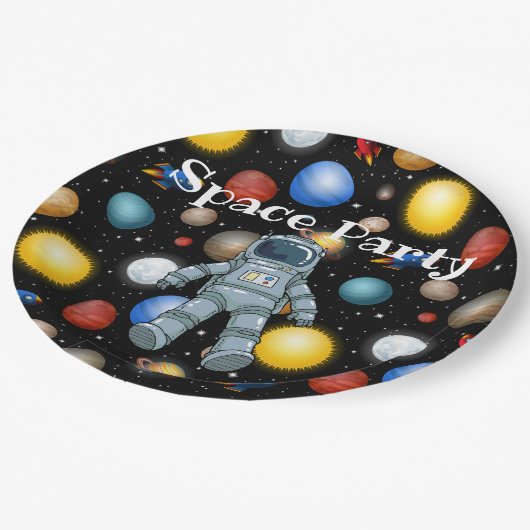Space Party Pappteller (Schrägansicht)