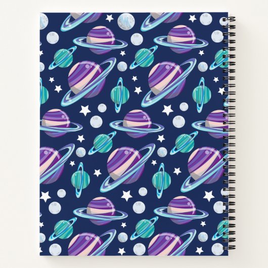 Space Pattern, Planets, Stars, Galaxy, Your Name Notizblock (Rückseite)