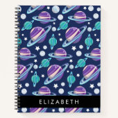 Space Pattern, Planets, Stars, Galaxy, Your Name Notizblock (Vorderseite)