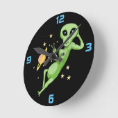 Space Peace Alien Clock Runde Wanduhr (Winkel)