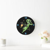 Space Peace Alien Clock Runde Wanduhr (Zuhause)