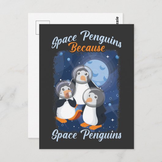 Space Penguin Funny Astronaut Niedlich Galaxy Tier Postkarte (Vorne/Hinten)