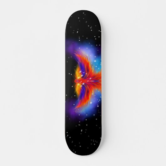 Space Phoenix Nebula Black Starlight Sky Skateboard (Vorne)