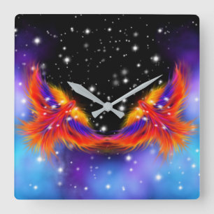 Space Phoenix Nebula Quadratische Wanduhr