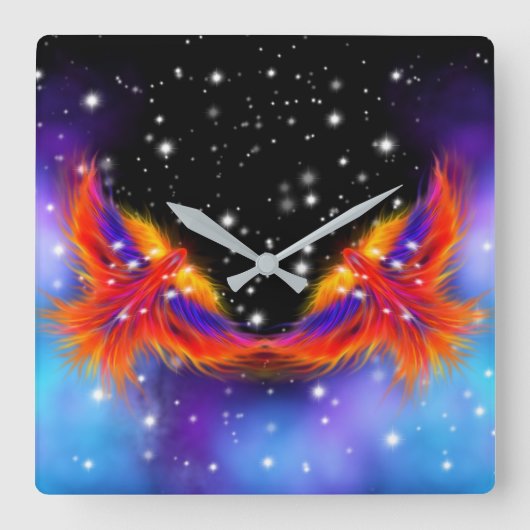Space Phoenix Nebula Quadratische Wanduhr (Vorderseite)