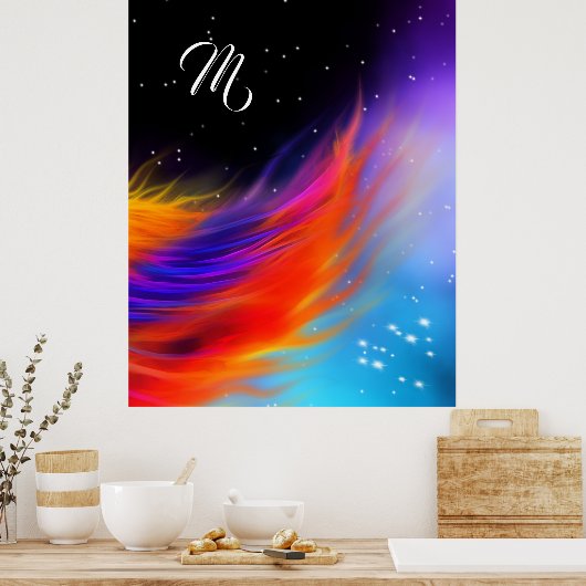 Space Phoenix Wing Monogram Poster (Küche)
