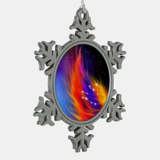 Space Phoenix Wings Schneeflocken Zinn-Ornament (Links)