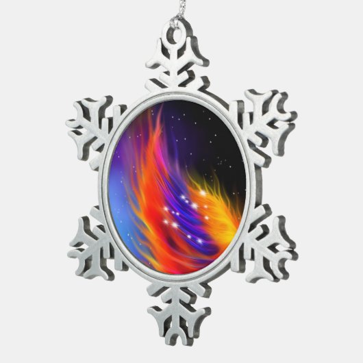 Space Phoenix Wings Schneeflocken Zinn-Ornament (Rechts)