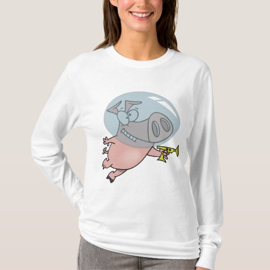 Space Pig with Ray Gun Funny Astronaut T-Shirt (Vorderseite)
