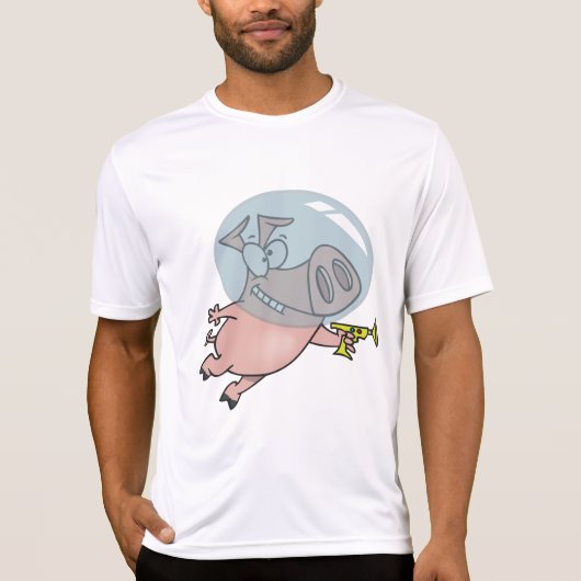 Space Pig with Ray Gun Funny Astronaut T-Shirt (Vorderseite)