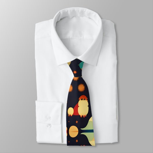 Space Pinguine Retro Muster Krawatte (Gebunden)