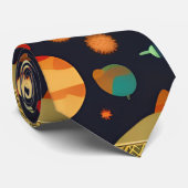 Space Pinguine Retro Muster Krawatte (Gerollt)