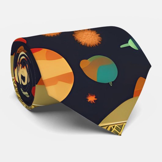 Space Pinguine Retro Muster Krawatte (Gerollt)