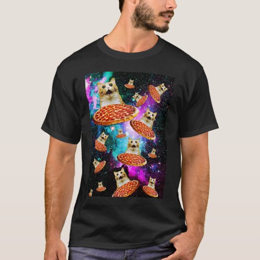Space Pizza Cat Astronaut Kitten Sarcasm Food Gala T-Shirt (Vorderseite)