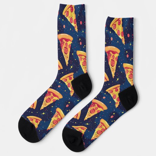 Space Pizza Party - Galactic Pepperoni Slice Socken (Linkes Detail)