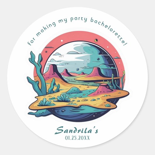 Space Planet Birthday Party Classic Round Sticker (Vorderseite)