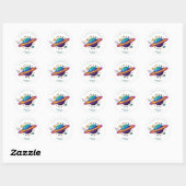 Space Planet Birthday Party Classic Round Sticker (Blatt)