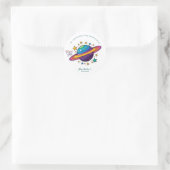 Space Planet Birthday Party Classic Round Sticker (Tasche)