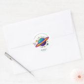 Space Planet Birthday Party Classic Round Sticker (Umschlag)