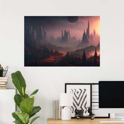 Space Planet Landscape Digital Art Poster #034 (Heimbüro)