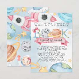 Space Planet Pink Girl Book Request Card Einladung