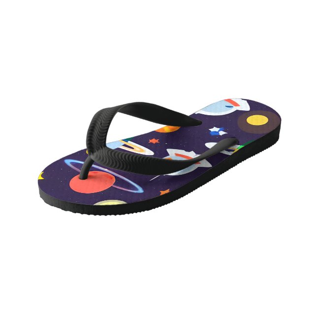 Space Planet Star Galaxy Kinderbadesandalen (Schrägansicht)