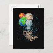 Space Planets Balloons Birthday Astronaut Postkarte (Vorne/Hinten)