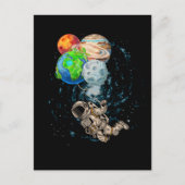 Space Planets Balloons Birthday Astronaut Postkarte (Vorderseite)