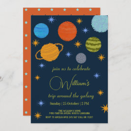 Space Planets Galaxy Stars Junge Dusche Einladung