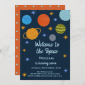 Space Planets Galaxy Stars Junge Dusche Einladung (Vorne/Hinten)