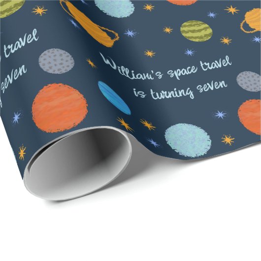 Space Planets Galaxy Stars Junge Duschgeschenk Geschenkpapier (Rolleneckpunkt)