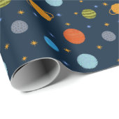 Space Planets Galaxy Stars Junge Duschgeschenk Geschenkpapier (Rolleneckpunkt)
