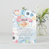 Space Planets Pink Girl Baby Dusche Danke Karte (Stehend Vorderseite)