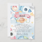 Space Planets Pink Girl Baby Dusche Danke Karte (Vorderseite)